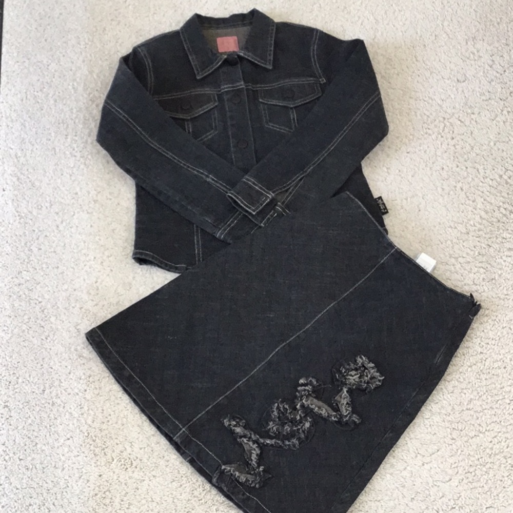 *Shirt Only*  Miniman of France Black Denim Button Down Shirt / Light Jacket 8